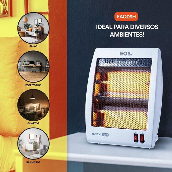 Imagem de Aquecedor Ambiente Halogêneo 800w Eaq03h Branco Eos