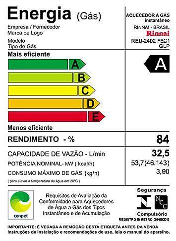 Imagem de Aquecedor de Agua a Gás Eletrônico 2402 FEC 32 Lt Rinnai GLP