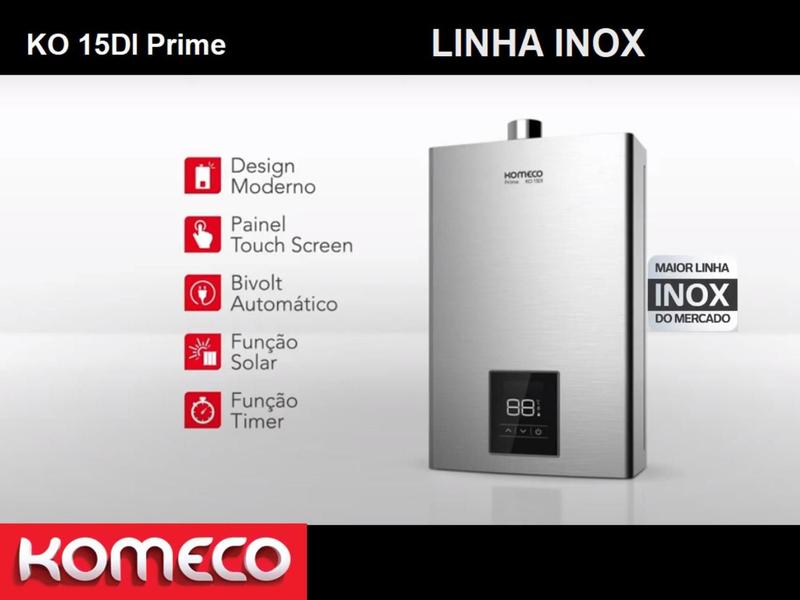 Imagem de Aquecedor De Água A Gás Komeco KO 16 Di Prime (inox) 16 Litros - GLP