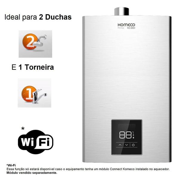 Imagem de Aquecedor De Água A Gás Komeco Ko 21 Di Prime 21 Litros Glp Com Modulo WiFI E Kit