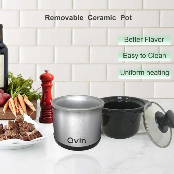 Imagem de Aquecedor de alimentos Qvin 0.65L Mini Slow Cooker Fondue Melting Pot