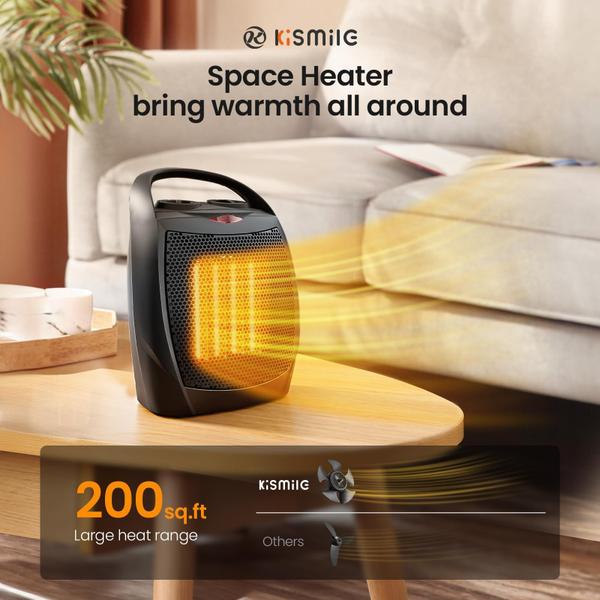 Imagem de Aquecedor de ambiente elétrico Kismile Ceramic Portable 750W/1500W