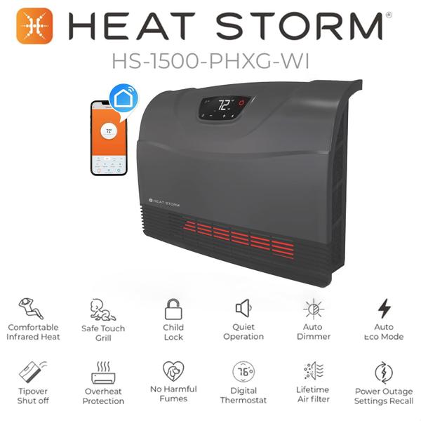 Imagem de Aquecedor de ambiente infravermelho Heat Storm 1500W montado na parede cinza