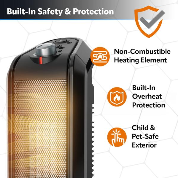 Aquecedor de ambiente Lasko Oscillating Ceramic 1500W 150m² Preto Imagem de Aquecedor de ambiente Lasko Oscillating Ceramic 1500W 150m² Preto
