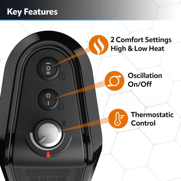 Aquecedor de ambiente Lasko Oscillating Ceramic 1500W 150m² Preto Imagem de Aquecedor de ambiente Lasko Oscillating Ceramic 1500W 150m² Preto