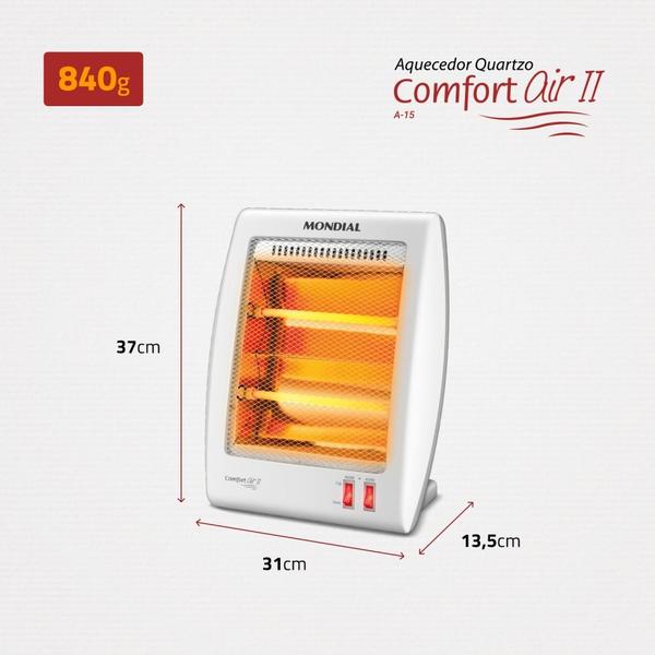 Imagem de Aquecedor de ambientes 900 watts a quartzo - Confort Air II - Mondial