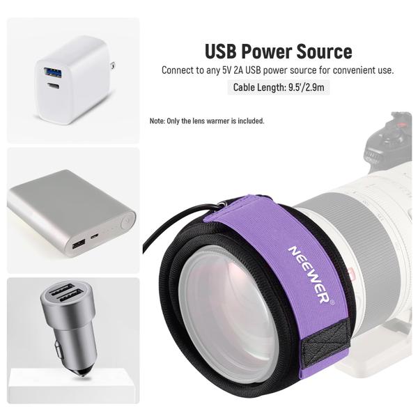 Imagem de Aquecedor de lentes USB Neewer HW-30 20/500 mm Aquecedor de lentes de 3 níveis