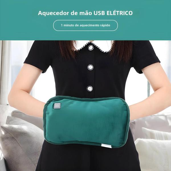 Imagem de Aquecedor de Mãos USB com Grafeno - Bolsa de Flanela para Aquecimento no Inverno