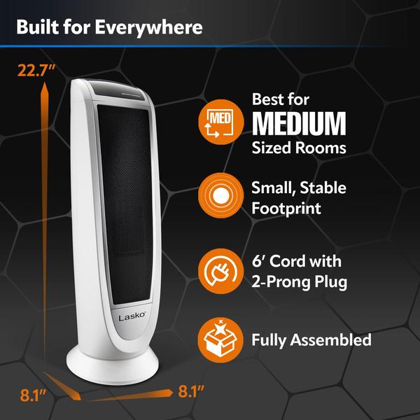 Imagem de Aquecedor de Torre Cerâmica Lasko 5165 - 1500W - 150m² - com Controle Remoto