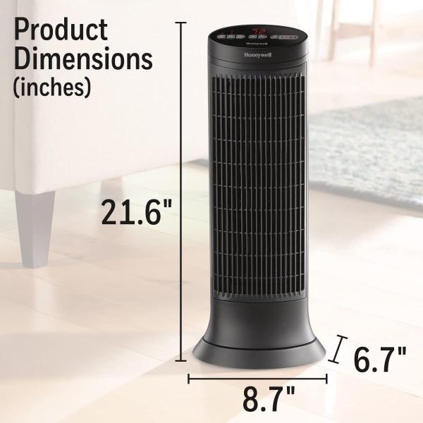 Imagem de Aquecedor de torre de cerâmica Honeywell 1500W oscilante preto 220V