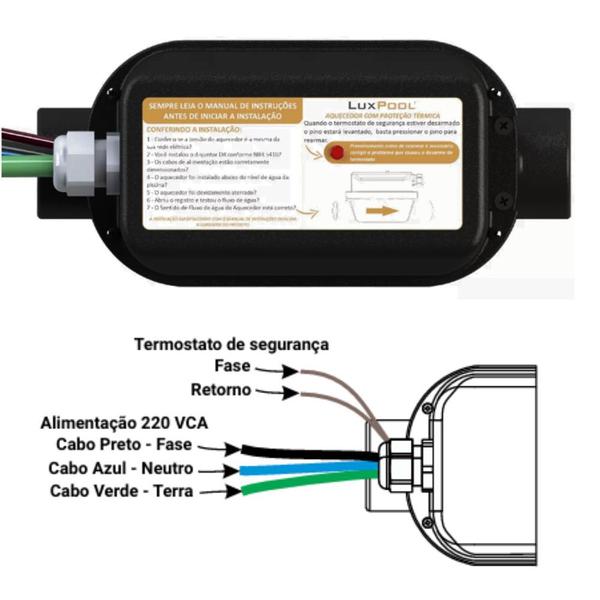 Imagem de Aquecedor Elétrico de Passagem 20kW para Piscinas até 40 mil litros com Controlador de Temperatura - Luxpool