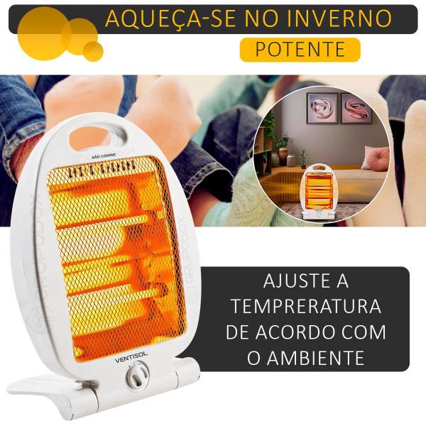 Imagem de Aquecedor Elétrico Portátil Branco 800W 2 Niveis De Potencia