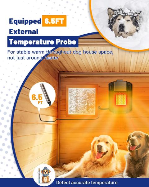 Imagem de Aquecedor para Casa de Cachorro Kiroto 500W - com Termostato e Controle WiFi