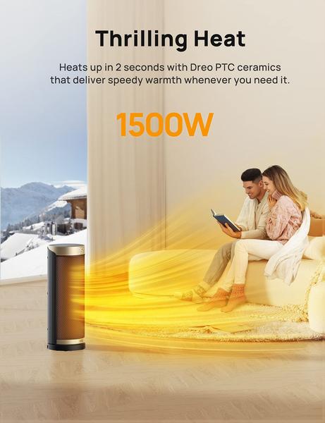 Imagem de Aquecedor Portátil Dreo 1500W - Ideal para Ambientes Internos de até 20m²