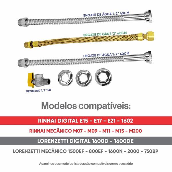 Imagem de Aquecedor Rinnai 11 Litros M110 CFH GN (Mecânico) + Conjunto Ligação De 40Cm