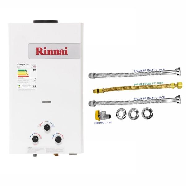 Imagem de Aquecedor Rinnai 15 Litros M150 CFH GLP (Mecânico) + Conjunto Ligação De 40Cm