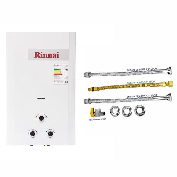 Imagem de Aquecedor Rinnai 20 Litros M200 CFH GLP (Mecânico) + Conjunto Ligação De 40Cm