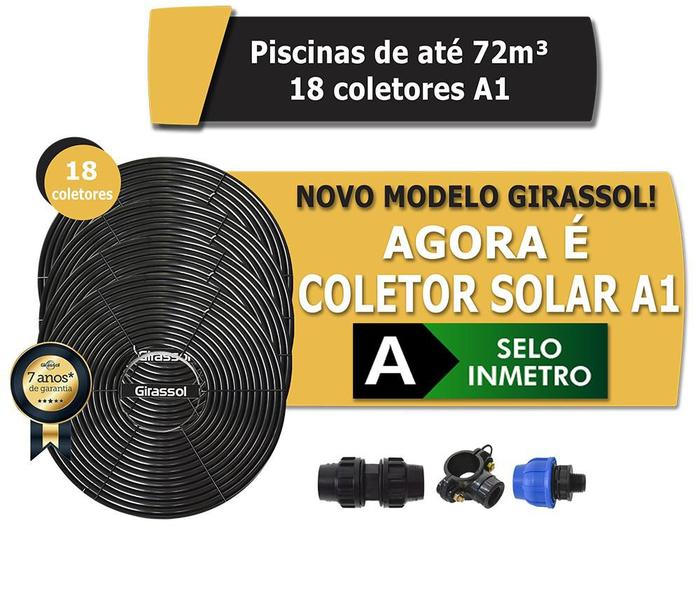 Imagem de Aquecedor Solar Piscinas Até 72.000l 18 Placas A1 - Girassol