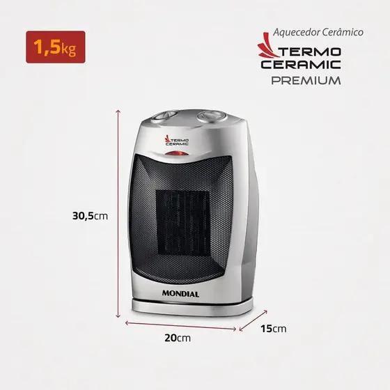 Imagem de Aquecedor Termo Ceramic A05 Portátil Termoventilador Mondial Preto Prata 110V