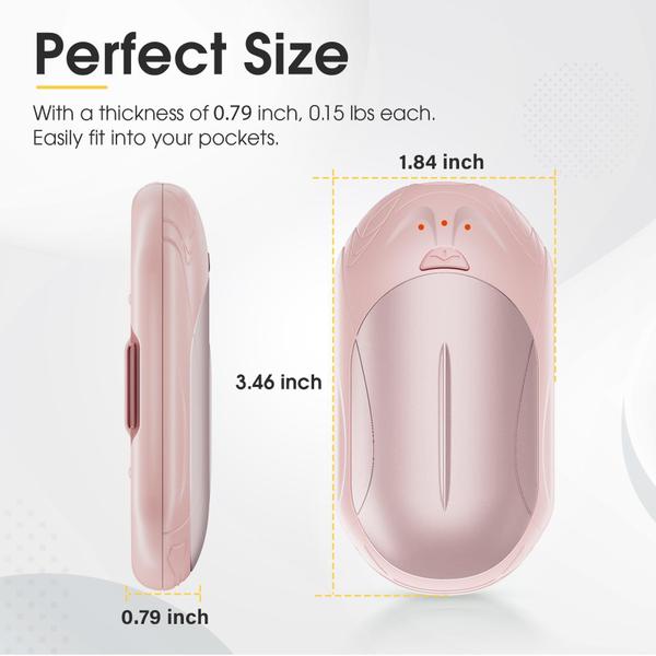 Imagem de Aquecedores de Mãos Recarregáveis UNIHAND (2 Unidades) - 6000mAh, 20 Horas de Uso - Rosa