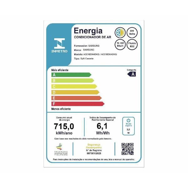 Imagem de Ar Condicionado Cassete Inverter Samsung WindFree 18000 Btus Quente e Frio 220V