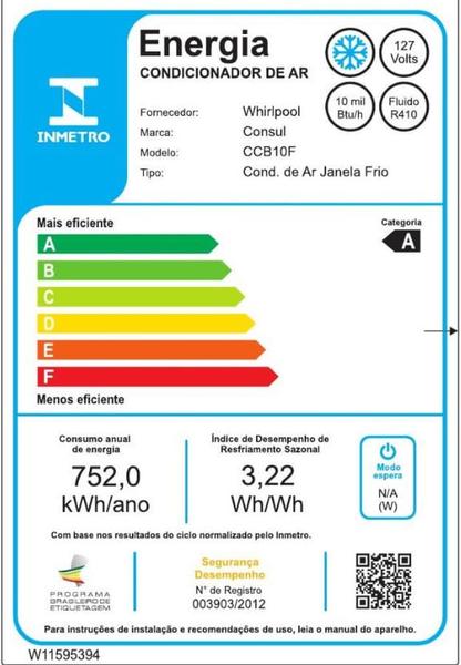 Imagem de Ar condicionado janela 10000 BTUs Consul frio com design moderno - CCB10FB