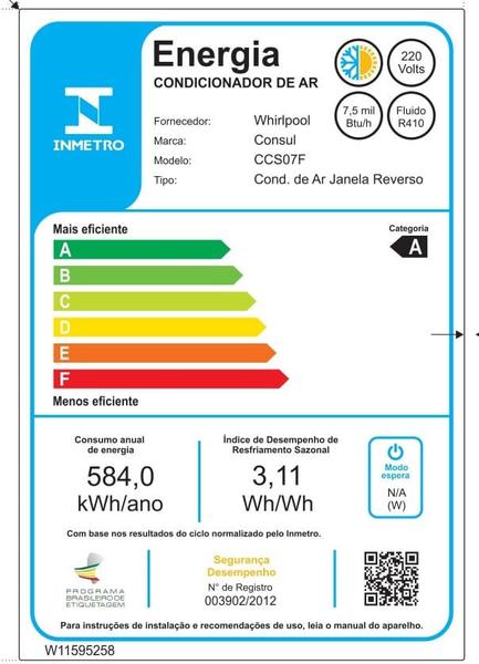 Imagem de Ar condicionado janela 7500 BTUs Consul quente e frio com design moderno - CCS07FB