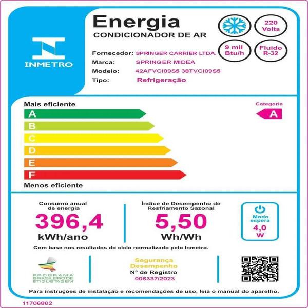 Imagem de Ar-Condicionado Midea Springer 9000BTUs Inverter Frio - 220V