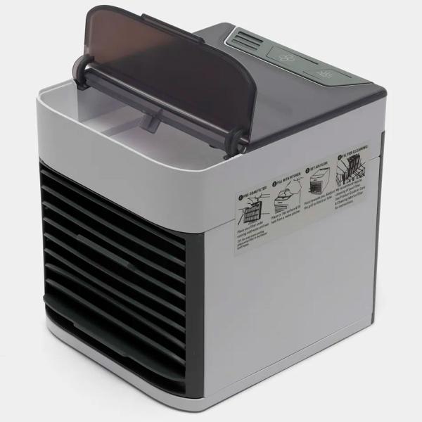 Ar condicionado pessoal mini USB portátil com ventilador e luz LED para escritórios - BIVOLT Imagem de Ar condicionado pessoal mini USB portátil com ventilador e luz LED para escritórios