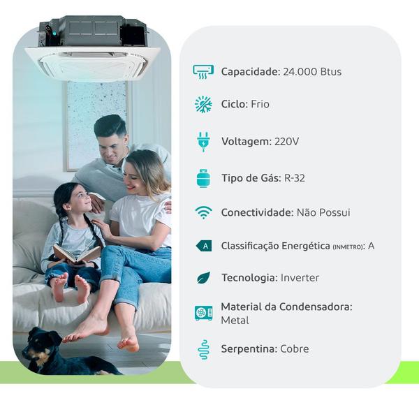 Imagem de Ar Condicionado Split Cassete Inverter Plus Elgin 24000 Btus R-32 Frio 220V Monofásico 45KDFI24C2NA 