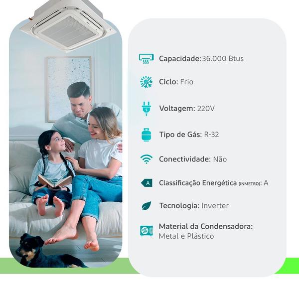 Imagem de Ar Condicionado Split Cassete - Inverter R-32 - Philco - 36000 Btus - Frio - 220V Monofasico