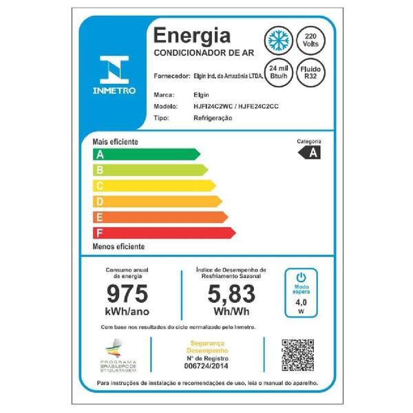 Imagem de Ar Condicionado Split Elgin Eco Inverter II Wi-Fi 24000 BTUs Frio 220V HJFE24C2CC