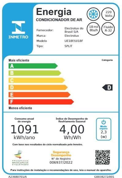 Imagem de Ar Condicionado Split Hi Wall Electrolux Color 18.000 Btus Frio 220v R-32