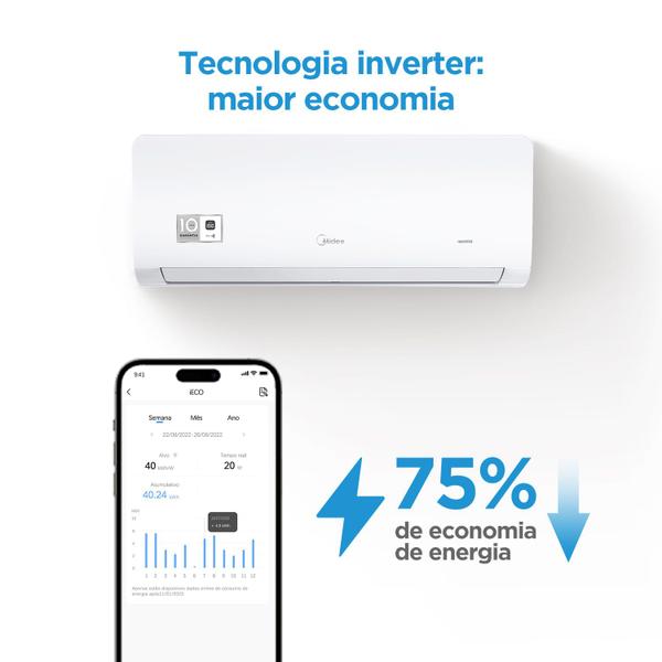 Imagem de Ar Condicionado Split Hi Wall Inverter Midea Xtreme Save Connect 12.000 Btus Frio 220v R-32