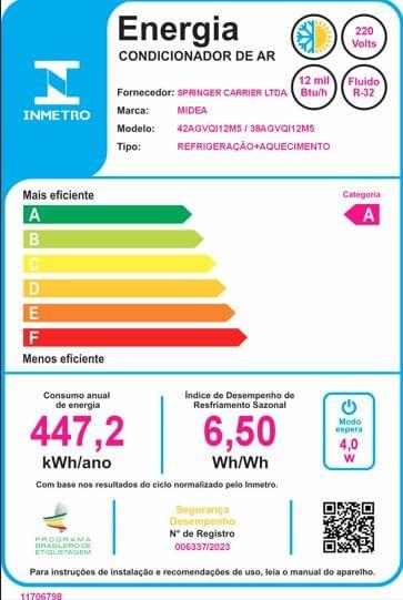 Imagem de Ar Condicionado Split Hi Wall Inverter Midea Xtreme Save Connect 12.000 Btus Quente e Frio 220v R-32