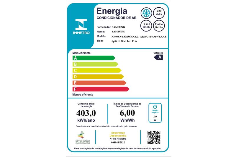 Imagem de Ar Condicionado Split Hi Wall Inverter Samsung WindFree Connect 9.000 Btus Frio 220V