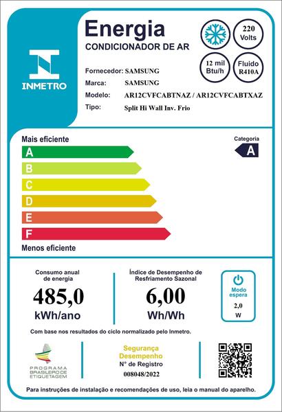 Imagem de Ar-condicionado Split Inverter Samsung WindFree Black Edition Sem Vento 12.000 BTUs Frio AR12CVFCABTNAZ 220V