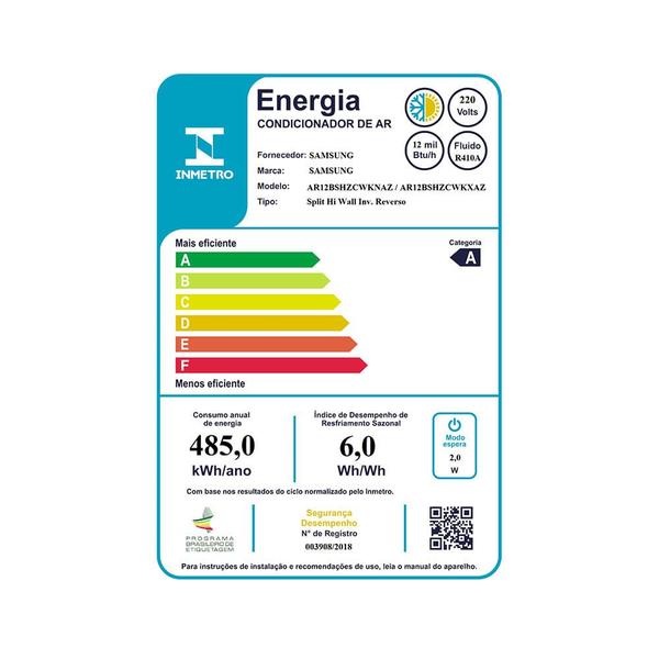 Imagem de Ar-condicionado Split Inverter Samsung WindFree Connect Sem Vento 9.000 BTUs Quente e Frio AR09BSEAAWKNAZ 220V