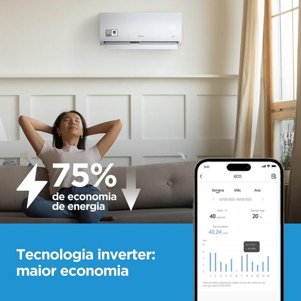 Imagem de Ar Condicionado Split Springer Midea Hi Wall Xtreme Save Connect Inverter 12.000 BTU/h Monofásico Frio Branco 42AGVCI12M5 220V