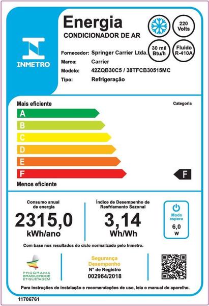 Imagem de Ar Condicionado Split Teto Fixo Carrier 30.000 Btus Frio 220v