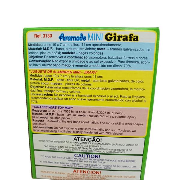 Imagem de Aramado Mini Girafa Brinquedo Educativo Lúdico Circuitos Coloridos