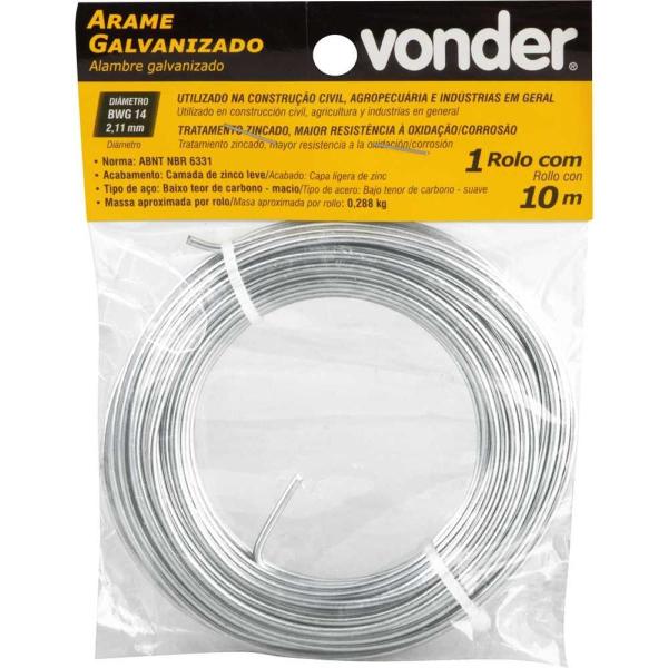 Imagem de Arame Galvanizado BWG 14 2,11mm Com 10 Metros Vonder