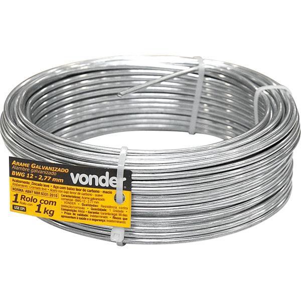 Imagem de Arame Galvanizado Comercial 2,77mm com 01kg BWG12 - Vonder