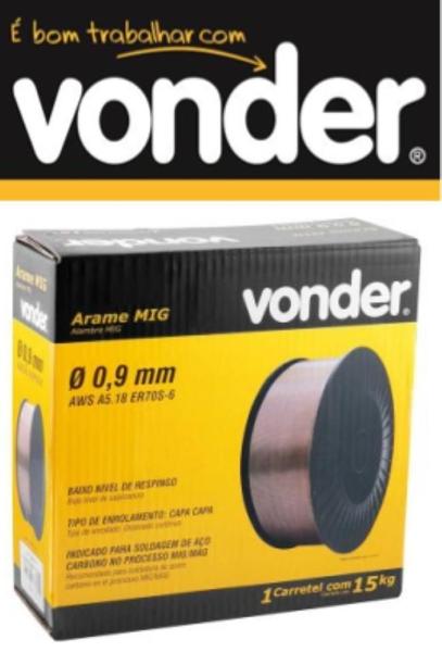 Imagem de Arame Mig/Mag 0,9 Mm Vonder/Tmx Carretel Plástico Com 15 Kg