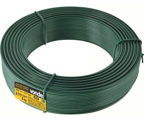 Imagem de Arame P Tela Revestido Pvc 1kg Verde Bwg12 - 2,77mm Vonder