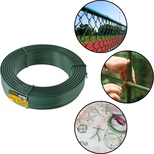 Imagem de Arame P Tela Revestido Pvc 1kg Verde Bwg14 - 2,11mm Vonder