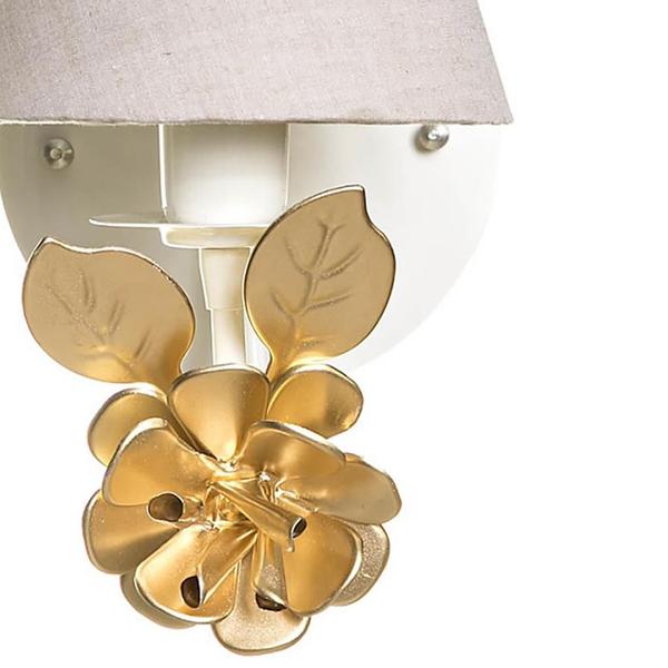 Arandela 1 Lâmpada Flor Grande Dourada Quarto Bebê Infantil Menina Menino - Potinho de Mel Imagem de Arandela 1 Lâmpada Flor Grande Dourada Quarto Bebê Infantil Menina Menino