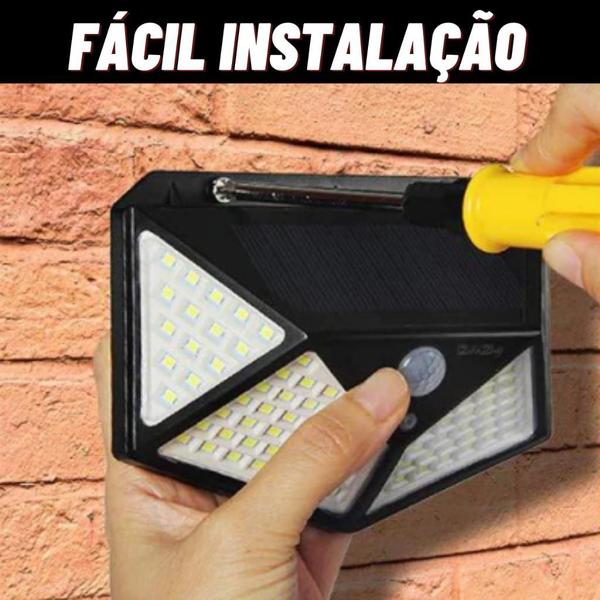 Imagem de Arandela 100 Leds Solar Luminária Prova Dágua 3 Funções Sensor  