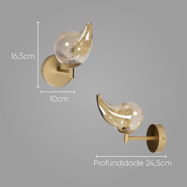 Imagem de Arandela Angel Ouro Ambar L18 X H24CM + LED 1X G9 BF LT010 Starlux ST2612