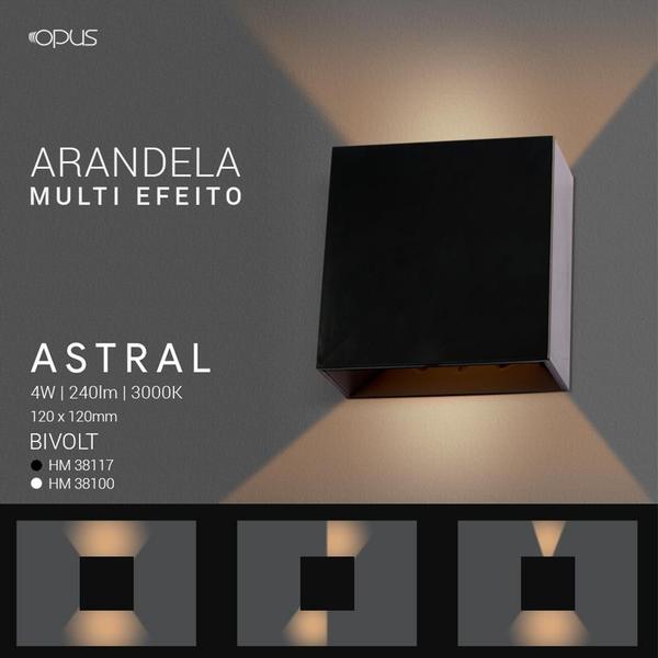 Imagem de Arandela Astral Multi Efeito 4W 3000K Duplo Facho Preta